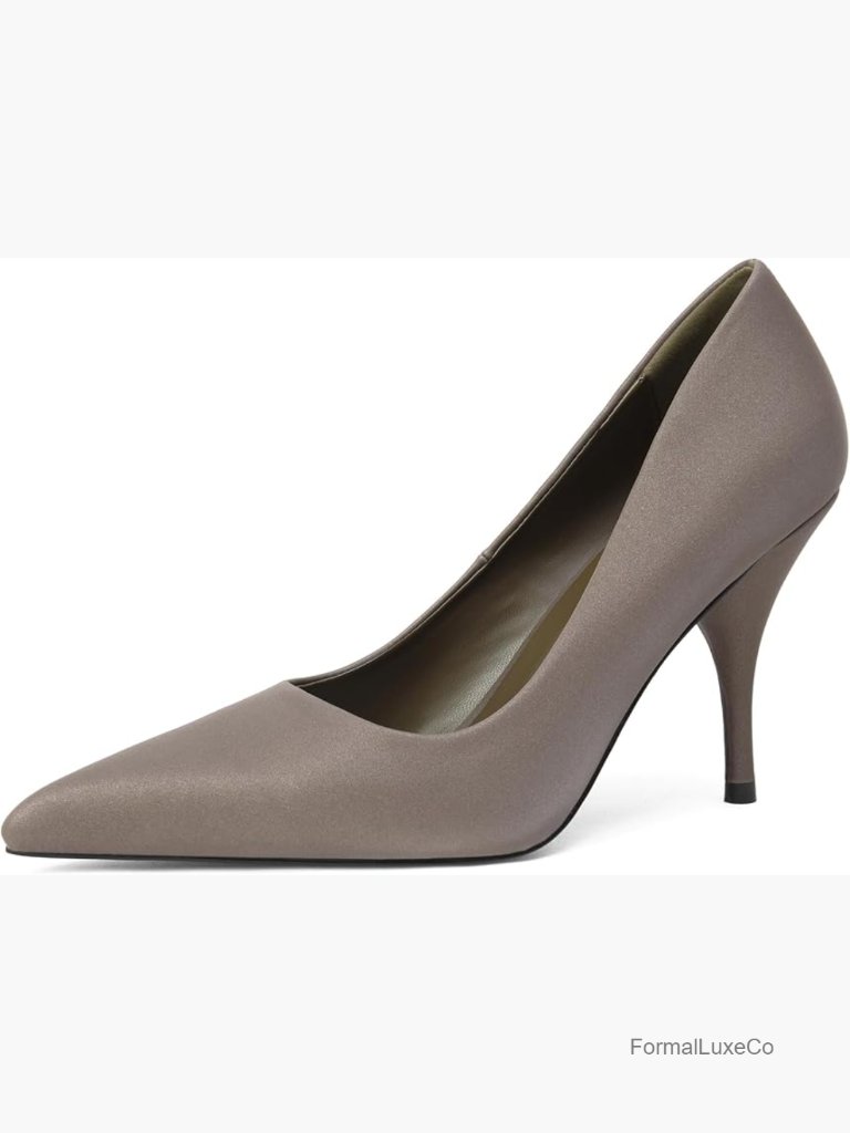 Women's 3.5 Inch Stiletto Pumps Satin Finish Pointed Toe Dress Shoes